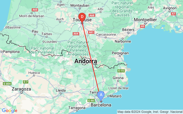 Toulouse to Barcelona